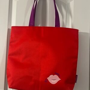 New Clinique Chic Red Tote with Purple Handles